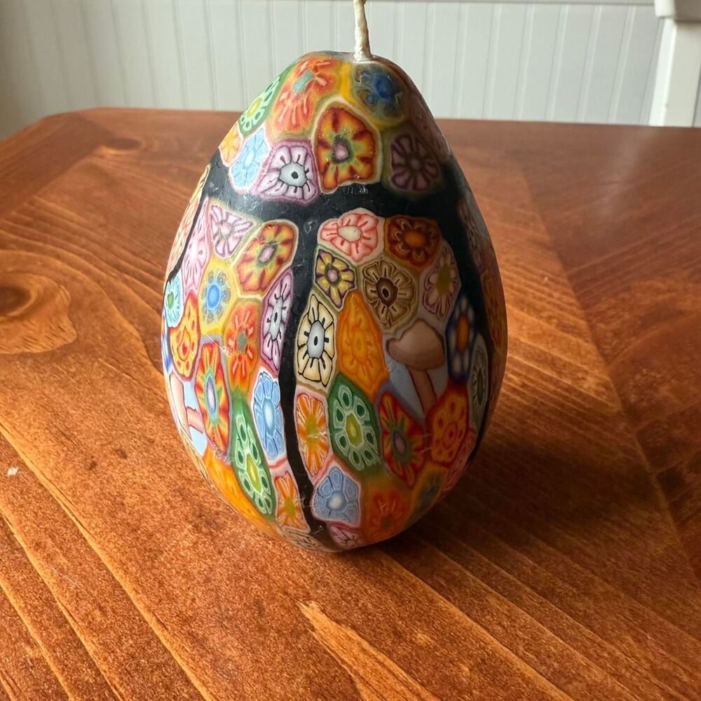Vintage Millefiori Psychedelic Glow Egg Candle Rare vintage 1980s / 1990s
